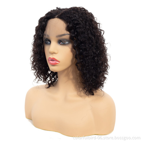 Natural Middle Peruvian Mink jerry curly Wig with 4x4 Closure Transparent HD Lace closure human hair wig curly